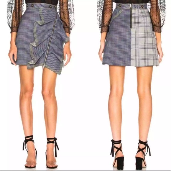 SELF-Portrait Ruffled Checked Tweed Mini Skirt Academia Coquette US 4 - Picture 1 of 6